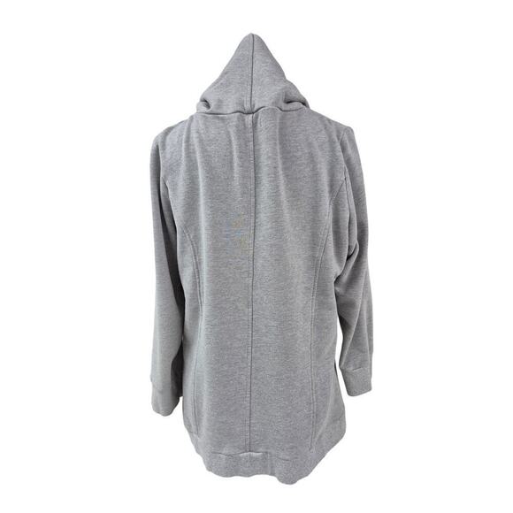 Neiman Marcus Grey Zip-Up Hoodie Gold Hardware asymmetrical design Sz XL - Picture 5 of 6